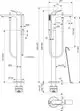 Freistehender Wannenauslauf von Ideal Standard, ausgestattet mit Handbrause-Set. Technische Zeichnung mit Maßangaben und Details zur Installation.